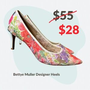 Bettye Muller Women’s Watercolor Dainty Lace Heels Multicolor Size 6.5